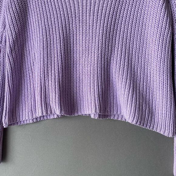 Free‎ People sz S purple knit bell sleeve 100% cotton sweater NWOT - Picture 5 of 11